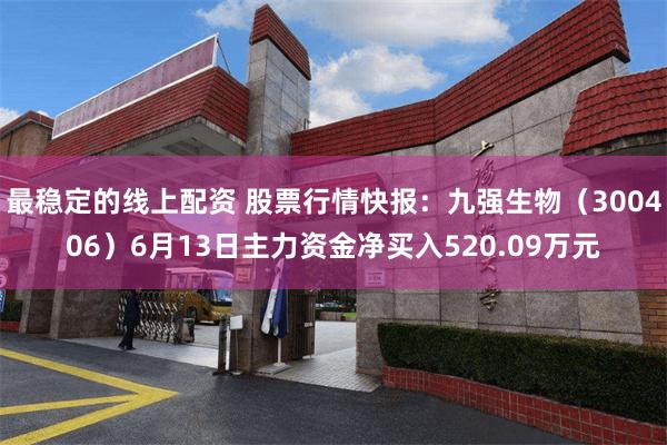 最稳定的线上配资 股票行情快报：九强生物（300406）6月13日主力资金净买入520.09万元