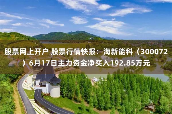 股票网上开户 股票行情快报：海新能科（300072）6月17日主力资金净买入192.85万元