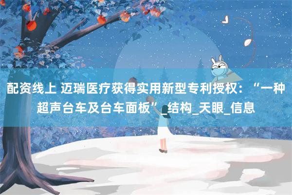配资线上 迈瑞医疗获得实用新型专利授权：“一种超声台车及台车面板”_结构_天眼_信息
